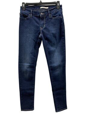 Levis 711 Skinny Jeans Womens 25 Mid Rise Dark Blue Wash Stretch Tapered Ankle